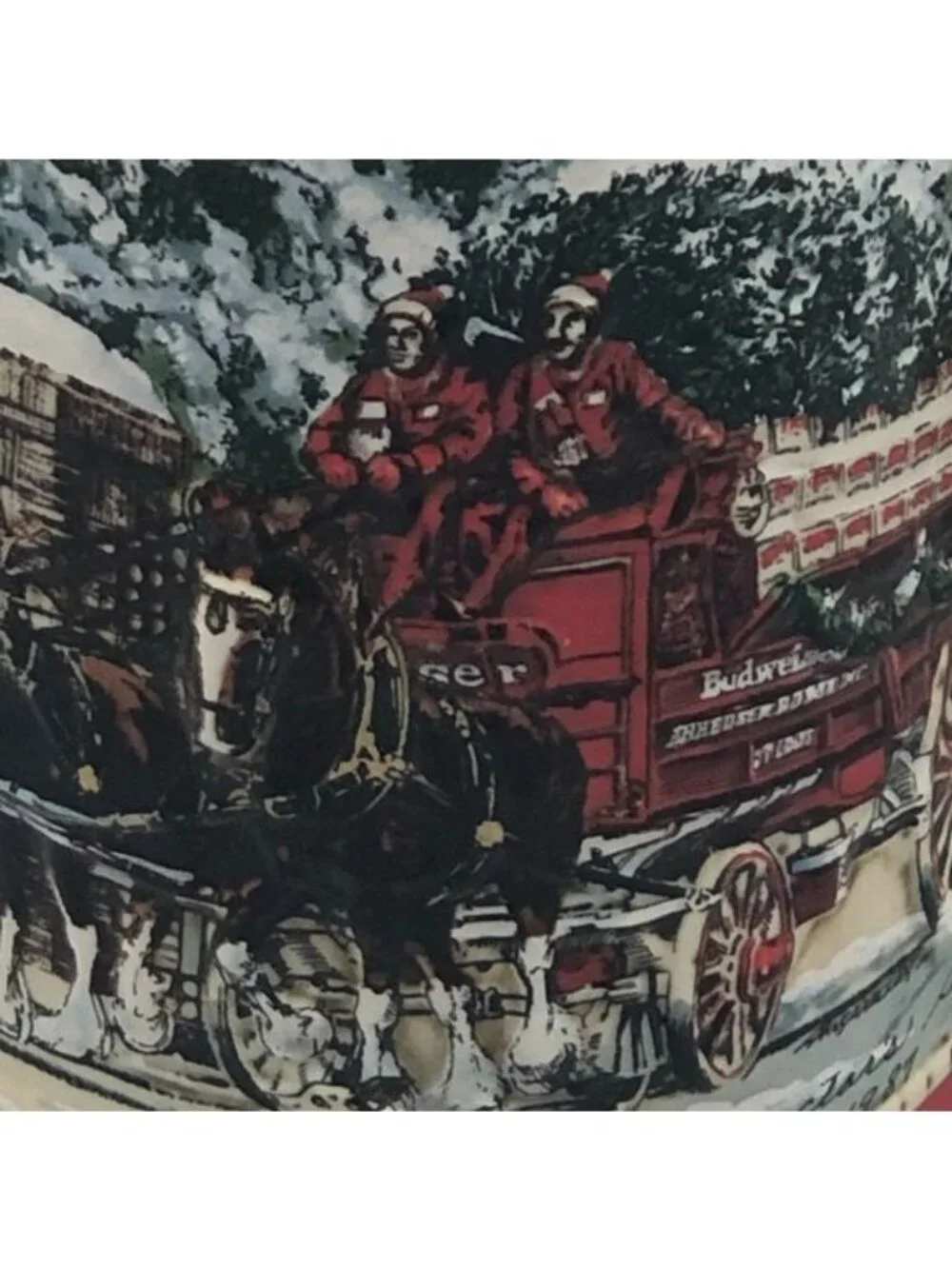 Budweiser clydesdales Christmas collector mug stine 6.5
